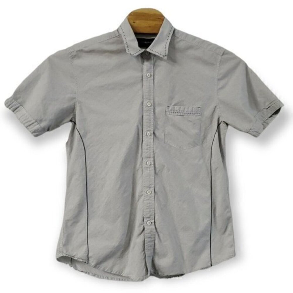 J. CAMPBELL LOS ANGELES‎ MEN'S BUTTON SHIRT WHITE BLUE LARGE USED COTTON
